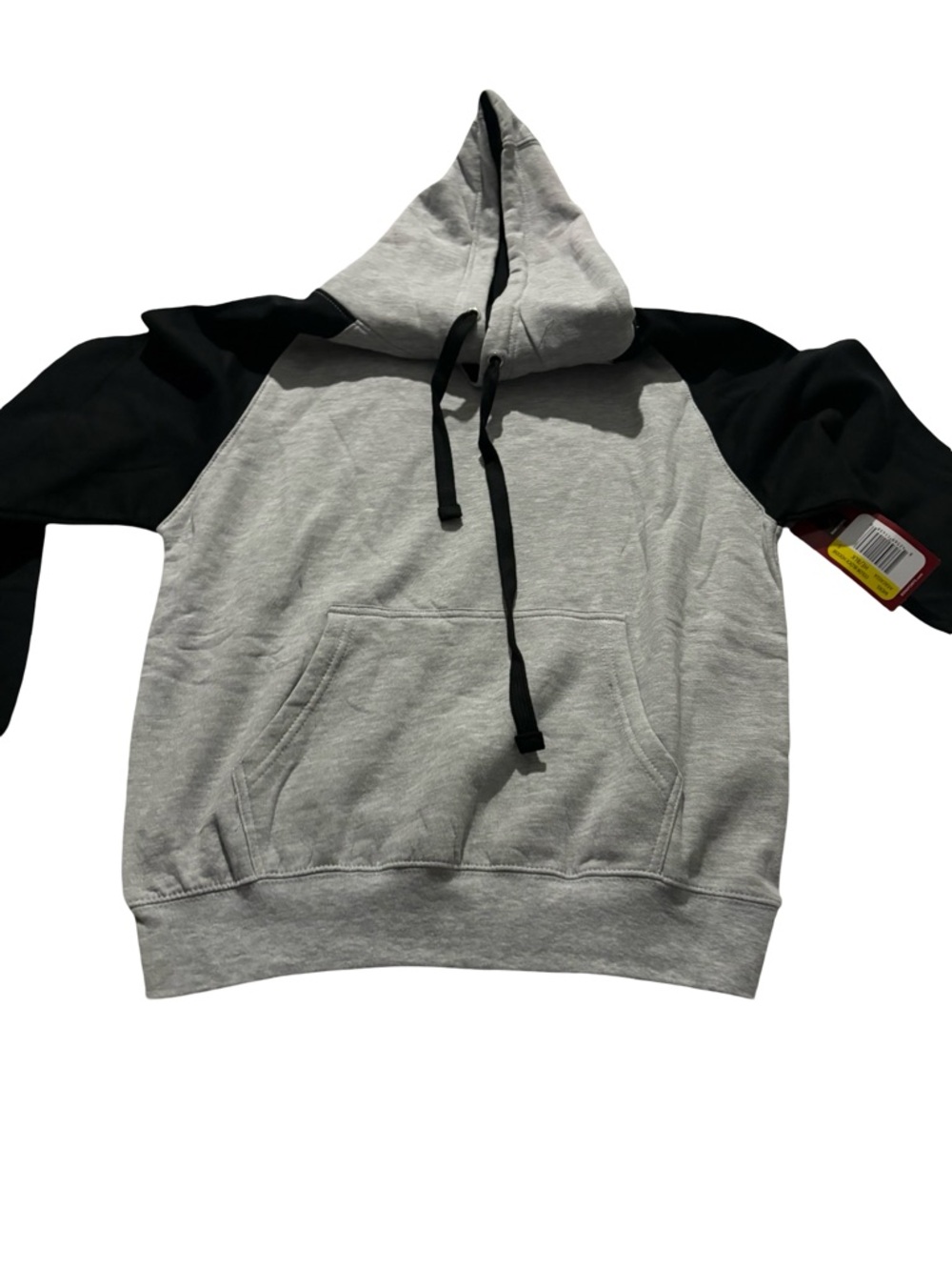 Men's Crewneck Sweater in Light Gray with Black Sleeves